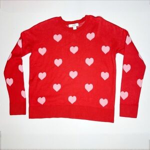 Lilly Pulitzer Tensley Heart Sweater Red & Pink Crewneck size Small